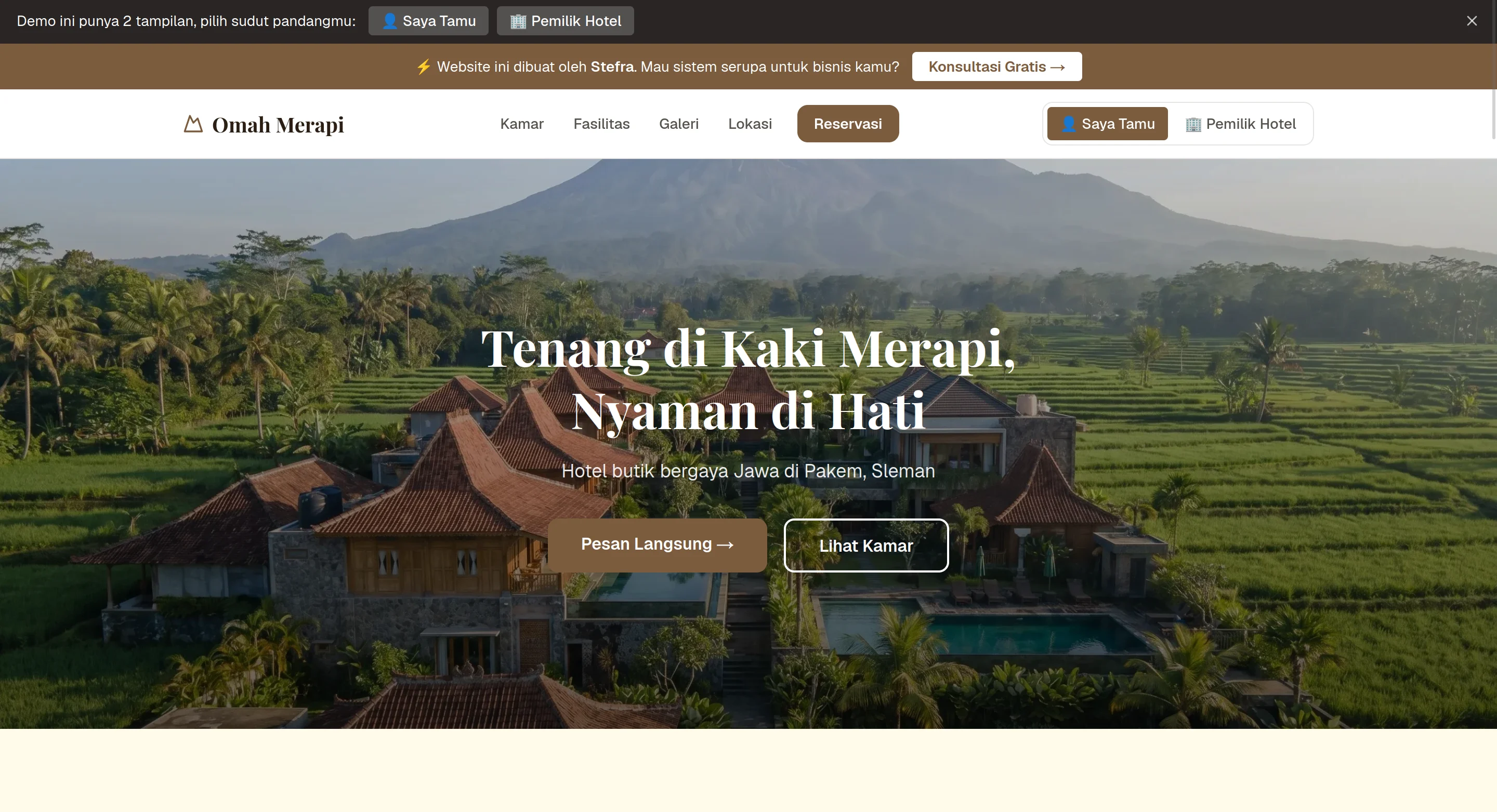 Omah Merapi - Hotel Booking & Dashboard System